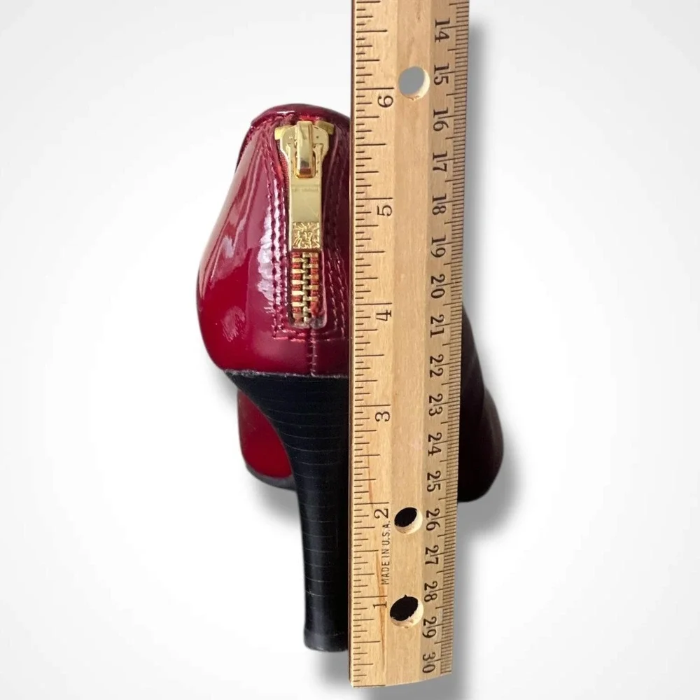 Anne Klein Pumps Womens Size 6.5 Burgundy Patent AKFALICIA iFlex Back‎ Zip Heels